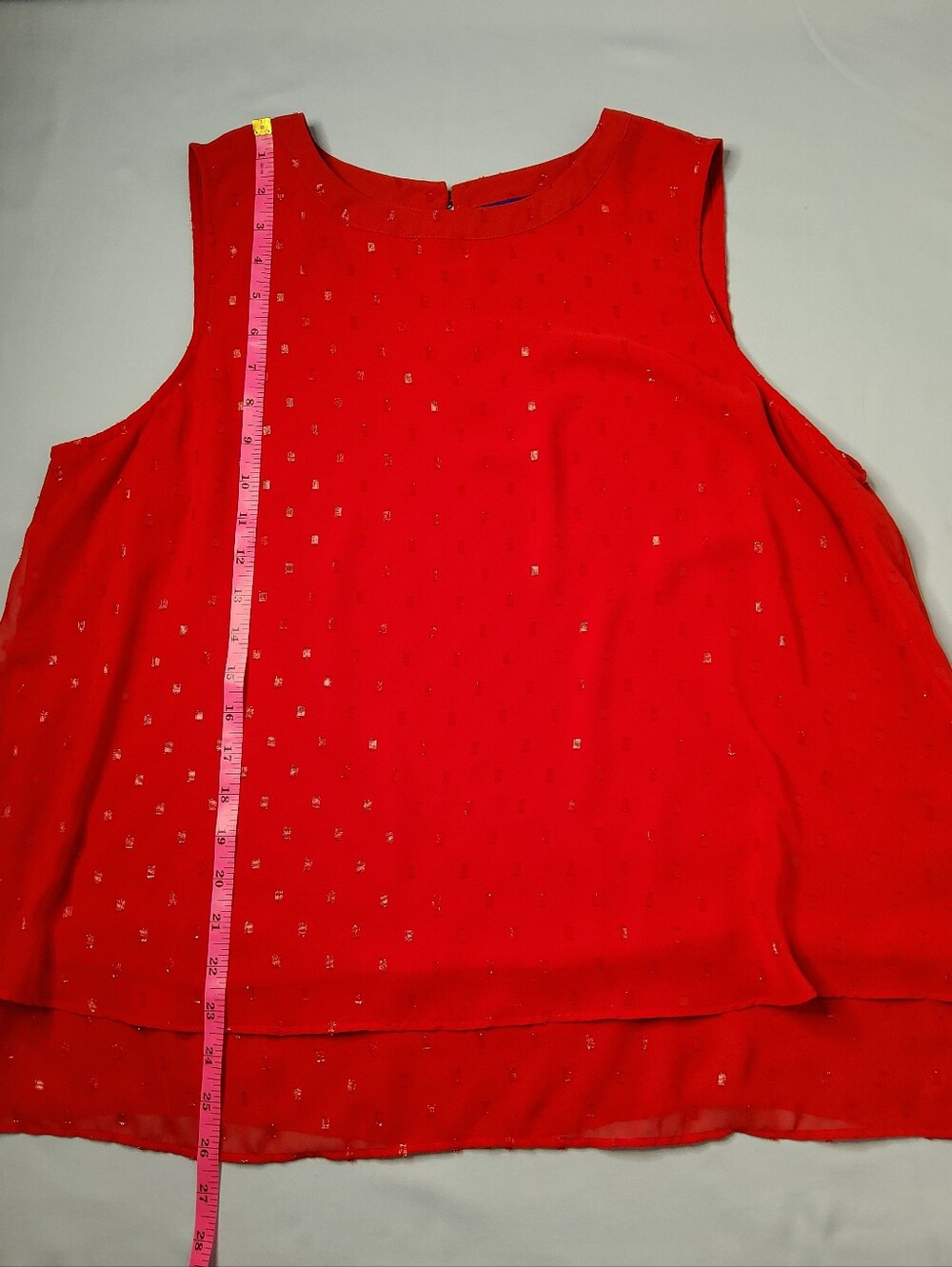 Apt. 9 Red Sleeveless Embellished Chiffon Top - Picture 3 of 7
